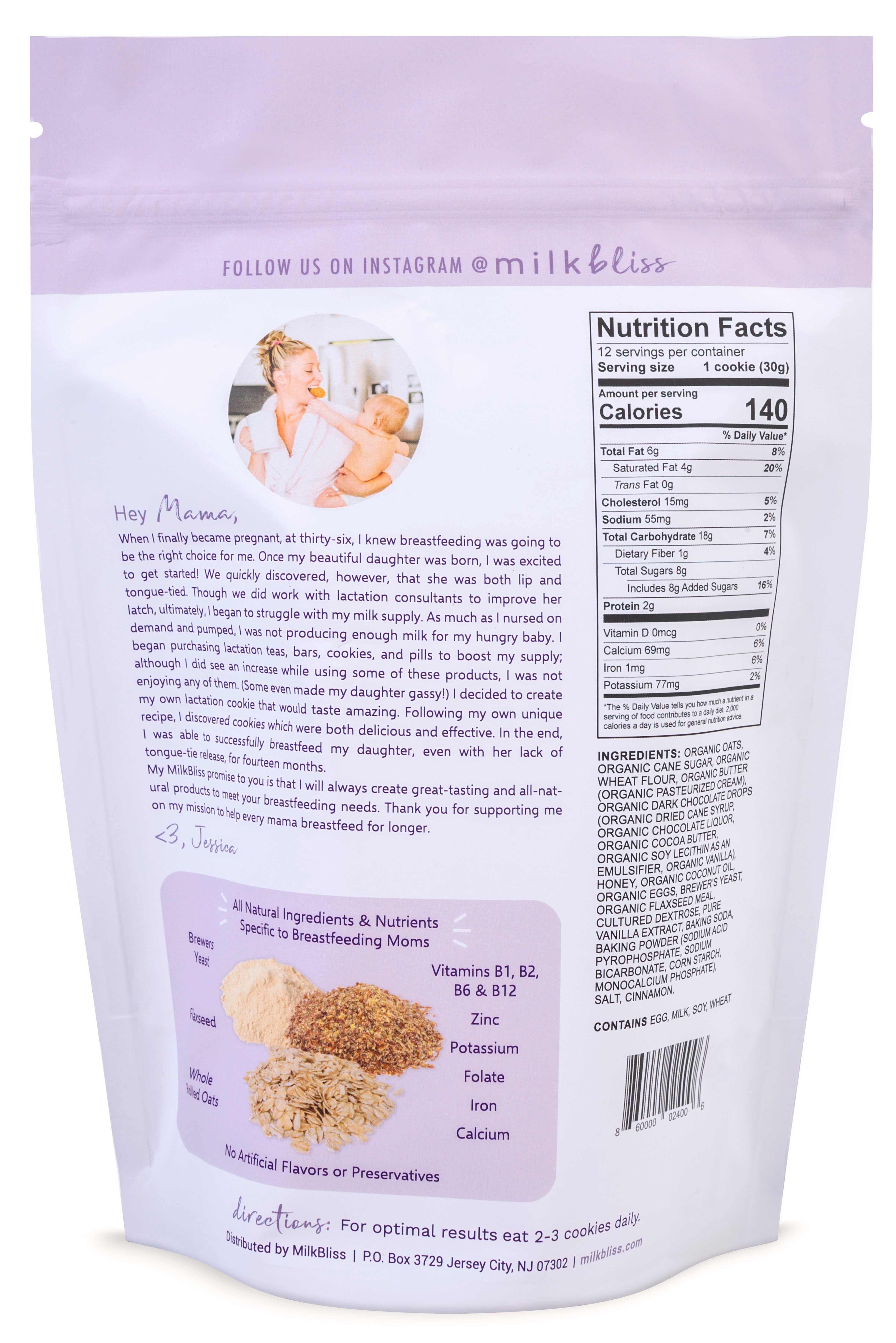 Dark Chocolate Chip Soft Baked Lactation Cookies